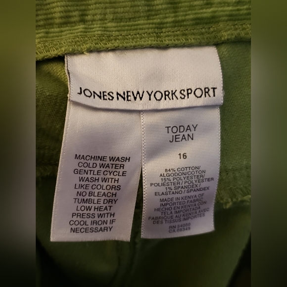 Jones New York Sport Today Jean Womens Green Corduroy Pants Size 16 - Picture 3 of 4